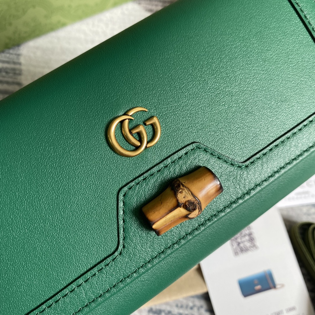 Gucci Diana Chain Wallet With Bamboo 658243 Green